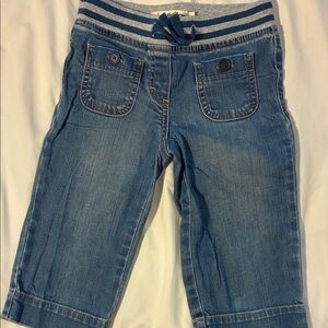 Mini Boden Light Blue Cropped Denim Kids' Elastic Waist Jeans